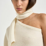 Top lavorato a maglia con sciarpa monospalla avorio 32008351 02 FEDERICA TOSI 