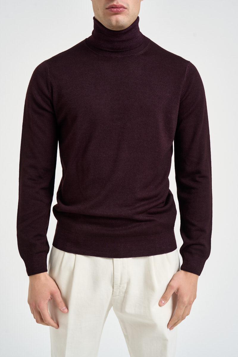 Maglione uomo dolcevita in lana merino bordeaux DV1ML WM12RV380 FILIPPO DE LAURENTIIS 