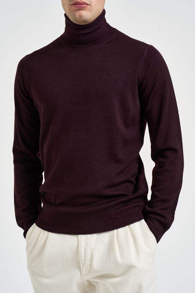 Maglione uomo dolcevita in lana merino bordeaux DV1ML WM12RV380 FILIPPO DE LAURENTIIS 