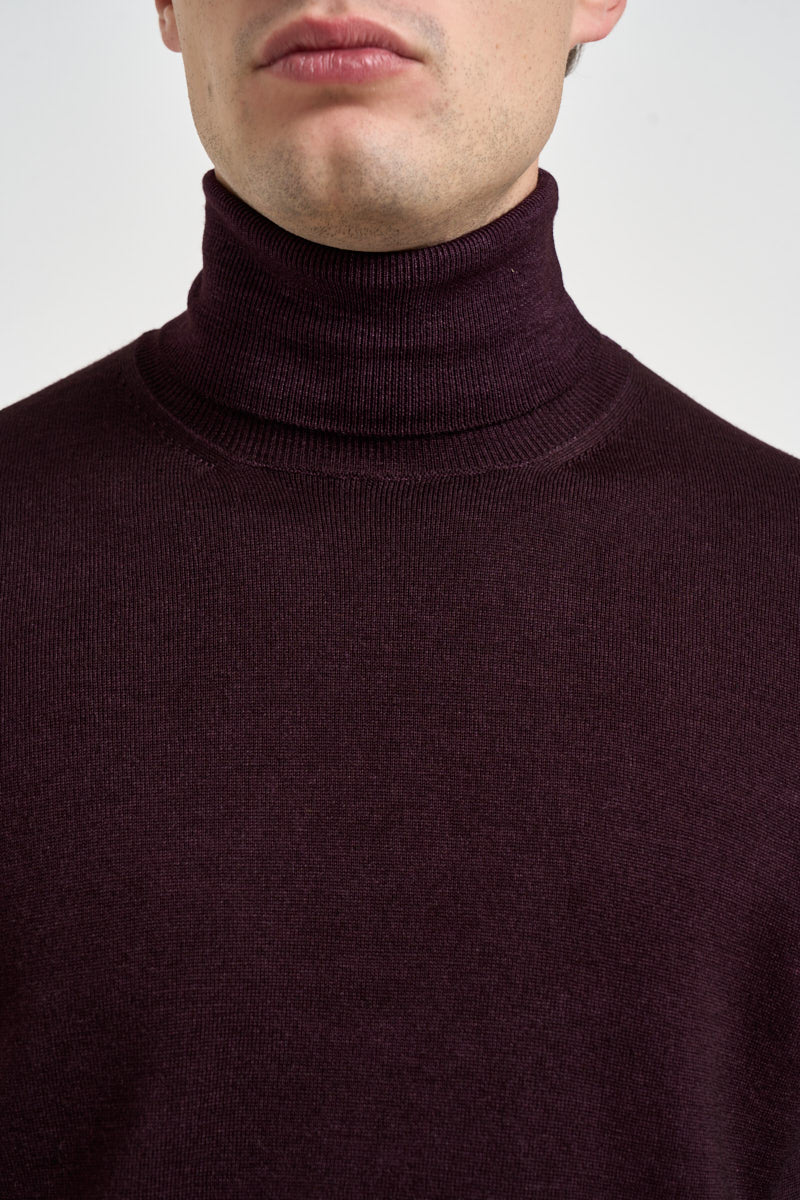 Maglione uomo dolcevita in lana merino bordeaux DV1ML WM12RV380 FILIPPO DE LAURENTIIS 