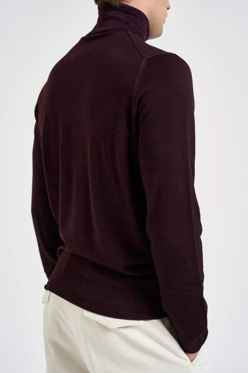 Maglione uomo dolcevita in lana merino bordeaux DV1ML WM12RV380 FILIPPO DE LAURENTIIS 