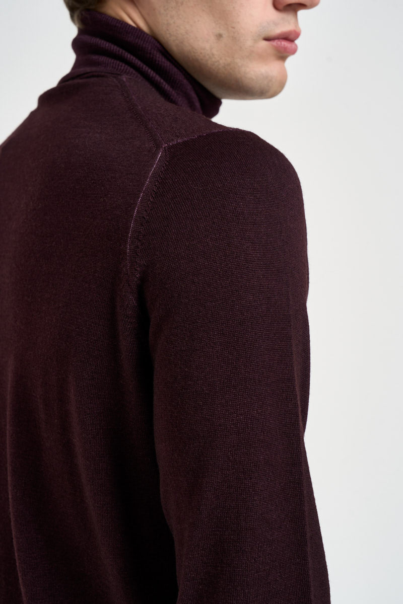 Maglione uomo dolcevita in lana merino bordeaux DV1ML WM12RV380 FILIPPO DE LAURENTIIS 