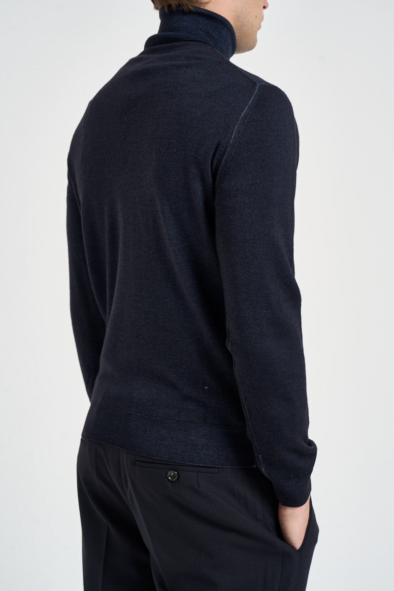 Maglione uomo dolcevita blu navy DV1ML WM12RV890 FILIPPO DE LAURENTIIS 