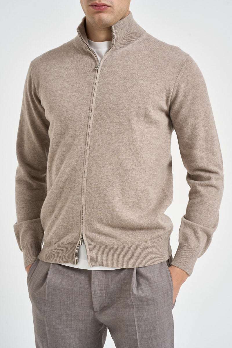 Cardigan uomo full-zip beige FZ1ML WC12R061 FILIPPO DE LAURENTIIS 