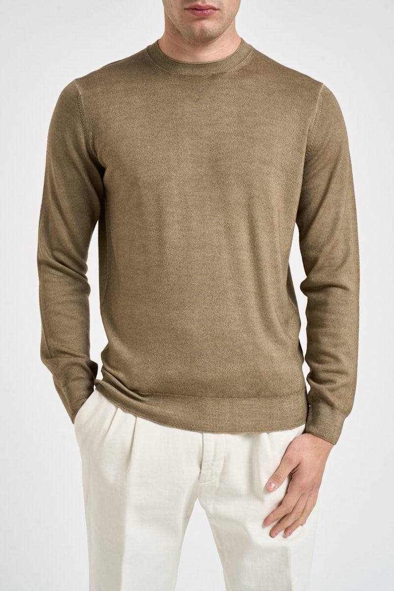 Maglione uomo girocollo in lana beige GC1MLL WM12RV080 FILIPPO DE LAURENTIIS 