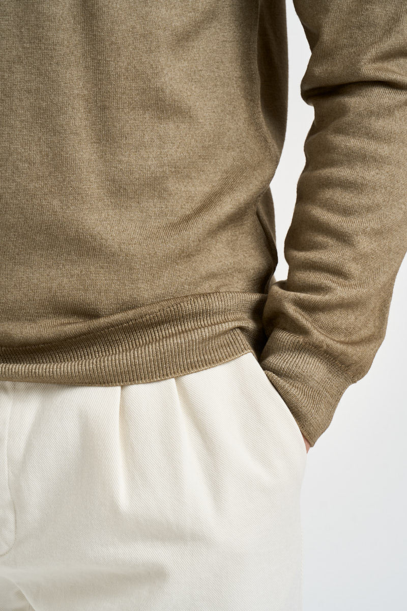 Maglione uomo girocollo in lana beige GC1MLL WM12RV080 FILIPPO DE LAURENTIIS 
