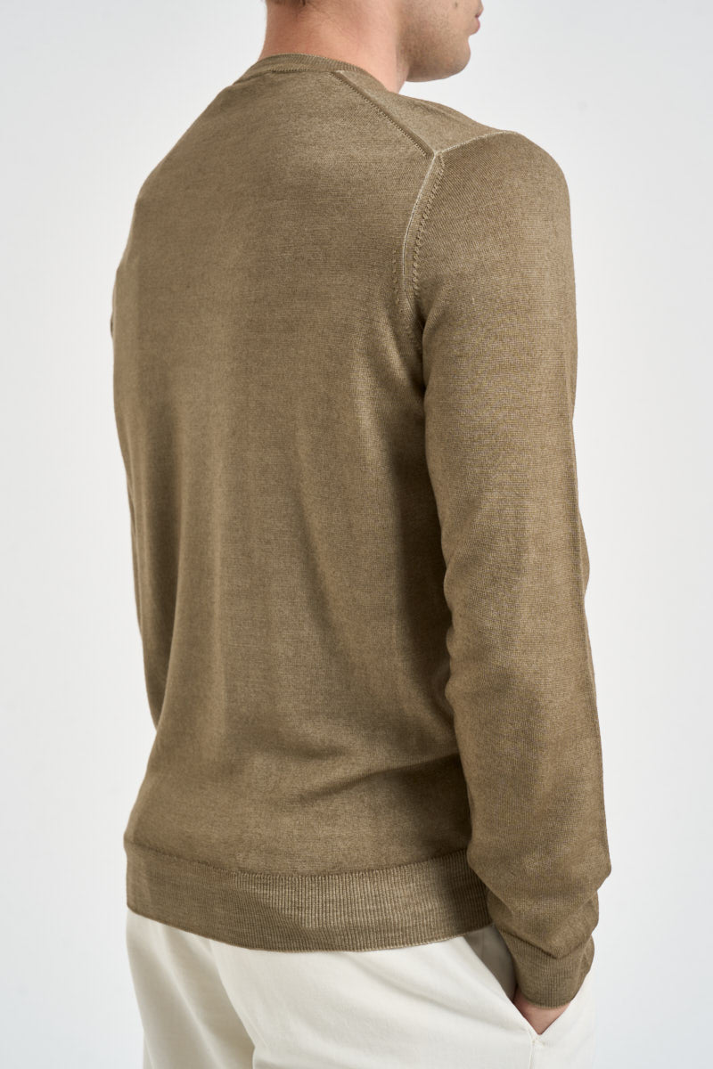Maglione uomo girocollo in lana beige GC1MLL WM12RV080 FILIPPO DE LAURENTIIS 