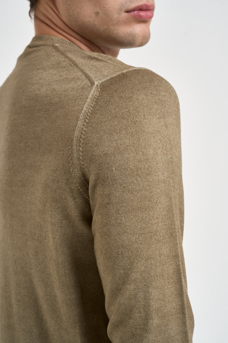 Maglione uomo girocollo in lana beige GC1MLL WM12RV080 FILIPPO DE LAURENTIIS 