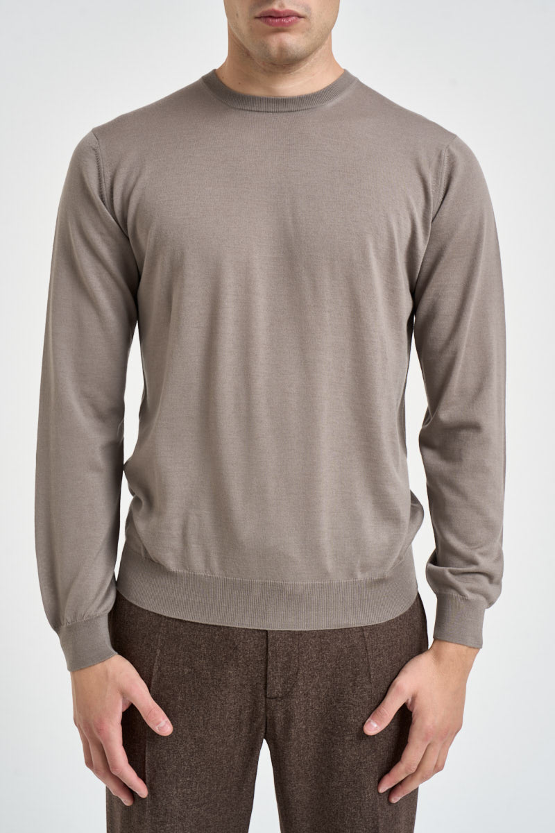 Maglia uomo girocollo in lana merino tortora GC1ML RM16R922 FILIPPO DE LAURENTIIS 