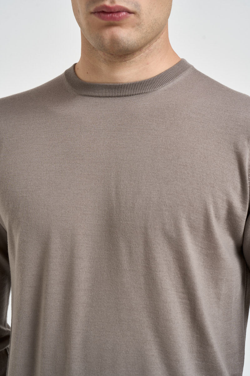 Maglia uomo girocollo in lana merino tortora GC1ML RM16R922 FILIPPO DE LAURENTIIS 
