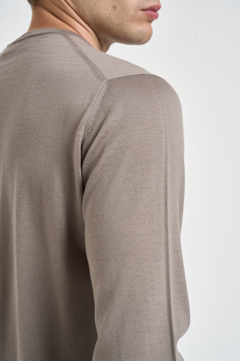 Maglia uomo girocollo in lana merino tortora GC1ML RM16R922 FILIPPO DE LAURENTIIS 