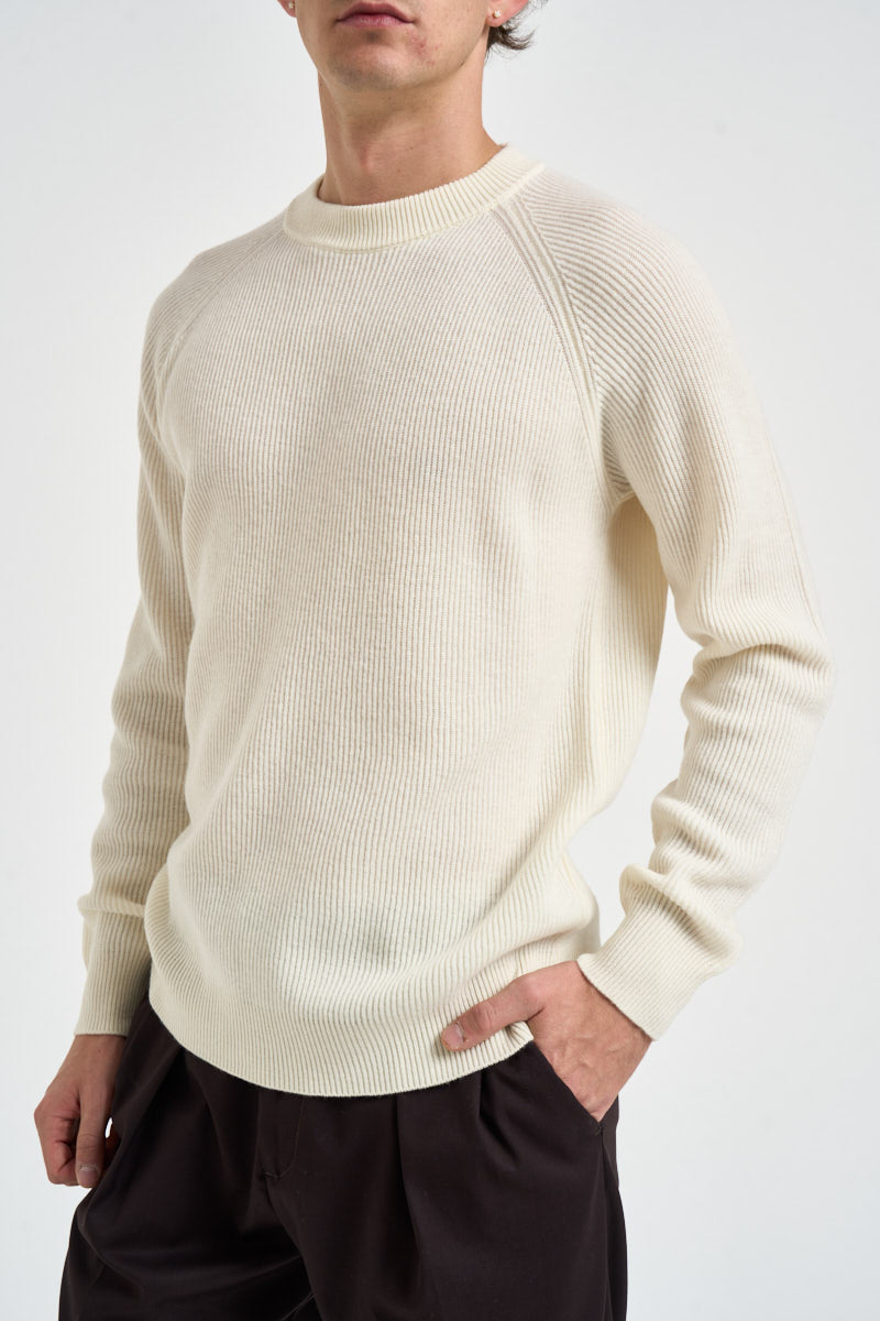 Maglia uomo girocollo costa inglese panna GC1MLR WC12I020 FILIPPO DE LAURENTIIS 