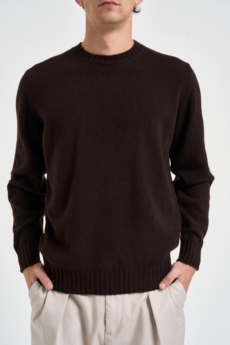 Maglione uomo girocollo marrone scuro GC3ML WC7R289 FILIPPO DE LAURENTIIS 