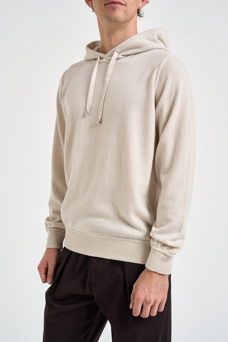 Felpa uomo in maglia con cappuccio panna HO1ML2A WC12R030 FILIPPO DE LAURENTIIS 