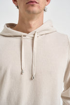 Felpa uomo in maglia con cappuccio panna HO1ML2A WC12R030 FILIPPO DE LAURENTIIS 
