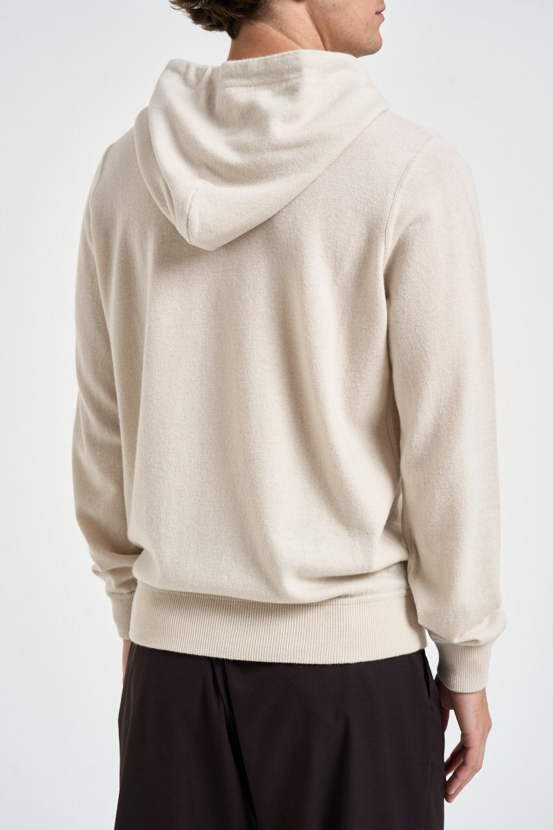 Felpa uomo in maglia con cappuccio panna HO1ML2A WC12R030 FILIPPO DE LAURENTIIS 