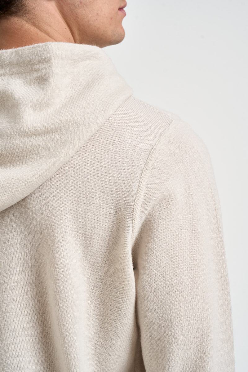 Felpa uomo in maglia con cappuccio panna HO1ML2A WC12R030 FILIPPO DE LAURENTIIS 