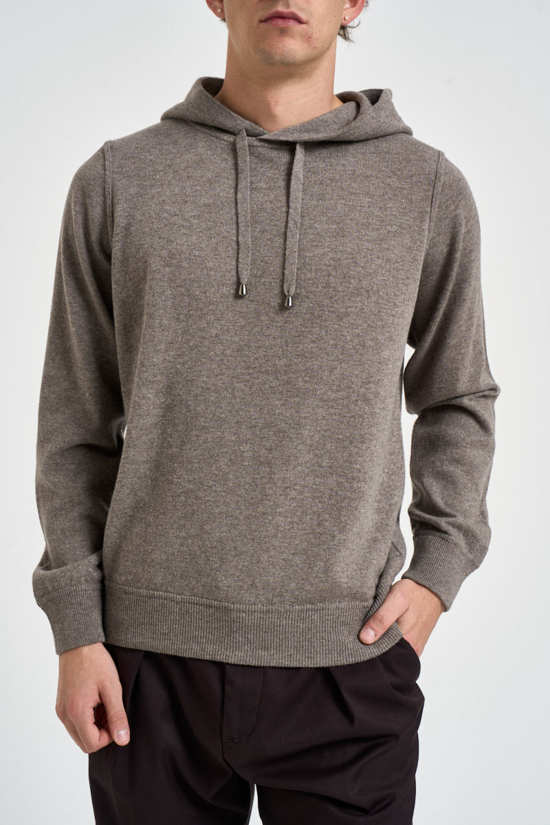 Felpa uomo in maglia con cappuccio tortora HO1ML2A WC12R920 FILIPPO DE LAURENTIIS 