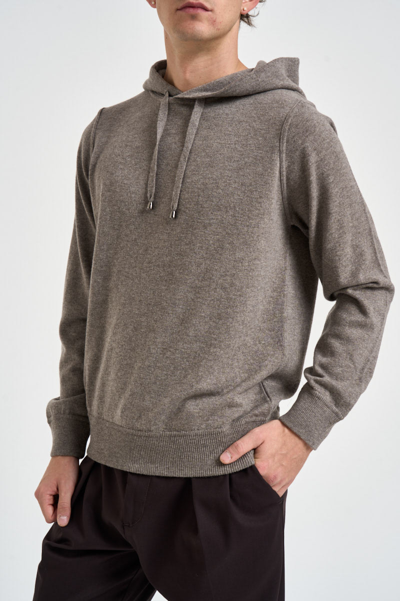 Felpa uomo in maglia con cappuccio tortora HO1ML2A WC12R920 FILIPPO DE LAURENTIIS 