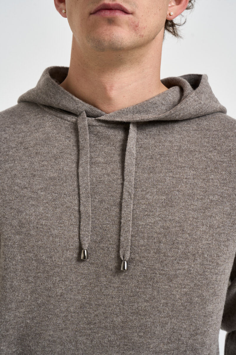Felpa uomo in maglia con cappuccio tortora HO1ML2A WC12R920 FILIPPO DE LAURENTIIS 