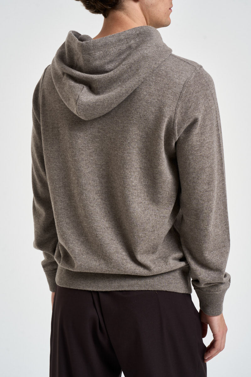 Felpa uomo in maglia con cappuccio tortora HO1ML2A WC12R920 FILIPPO DE LAURENTIIS 
