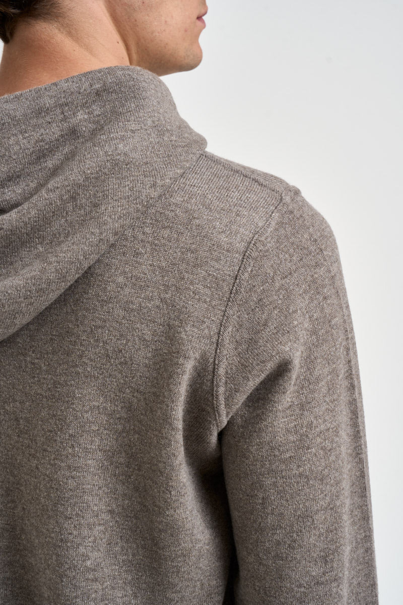 Felpa uomo in maglia con cappuccio tortora HO1ML2A WC12R920 FILIPPO DE LAURENTIIS 
