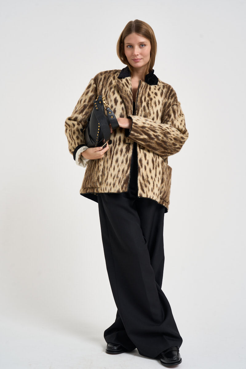 Giacca donna doppiopetto animalier 15303 GOLD FORTE FORTE 