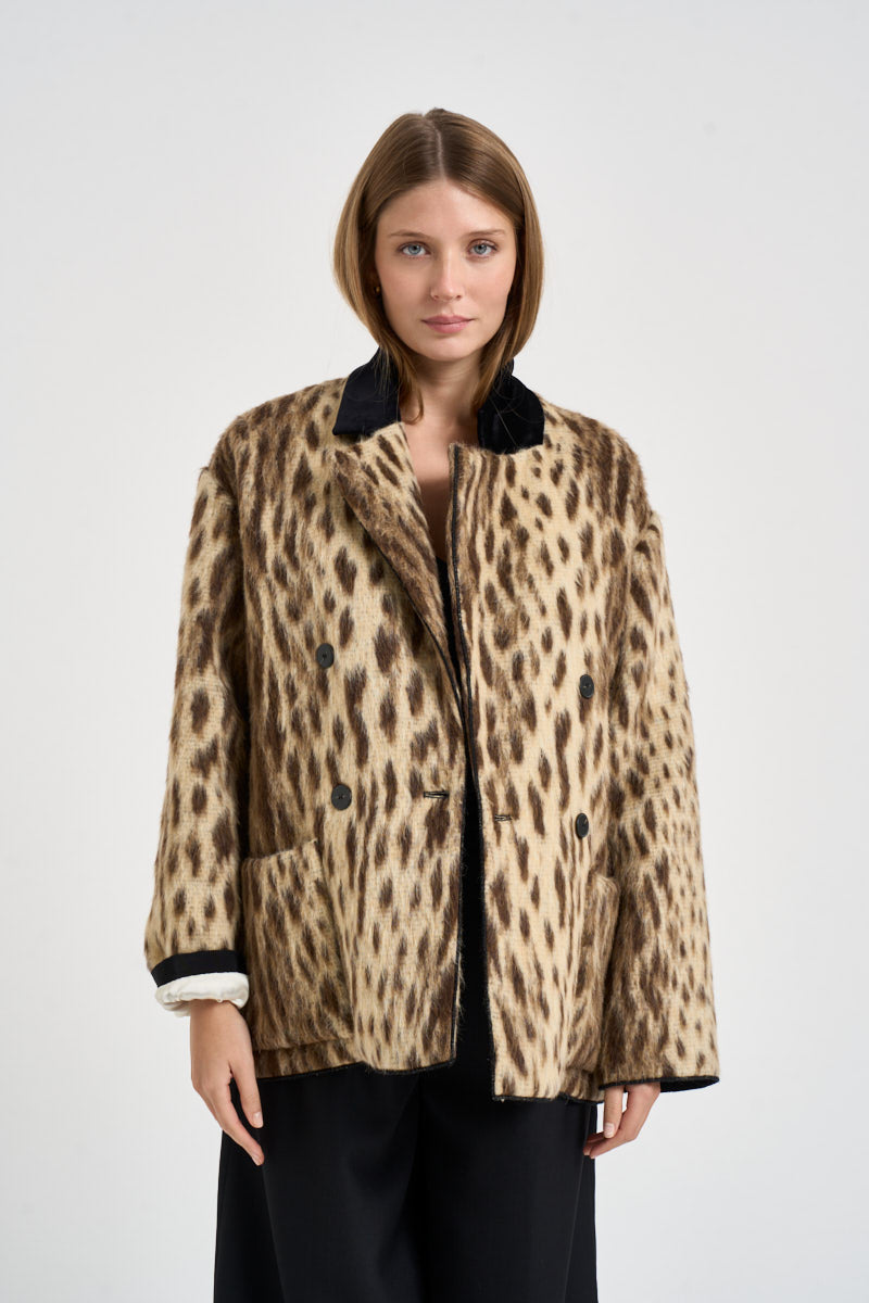 Giacca donna doppiopetto animalier 15303 GOLD FORTE FORTE 