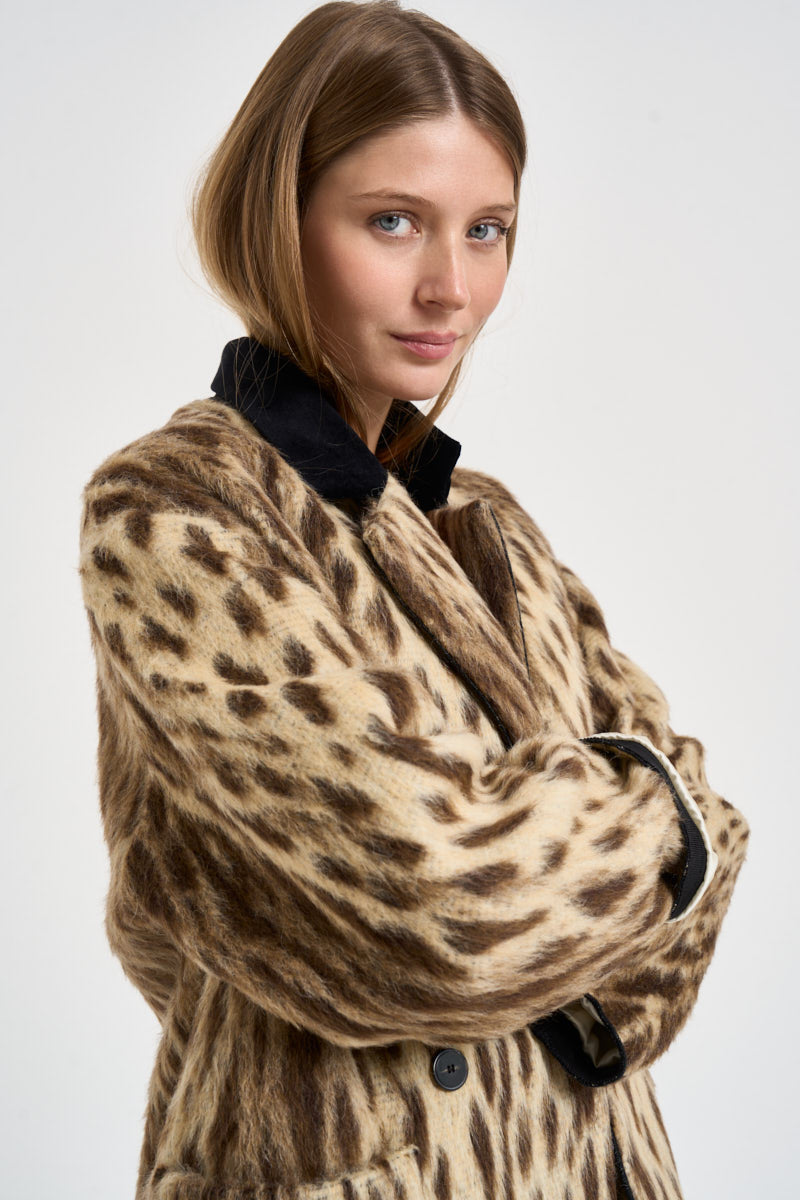 Giacca donna doppiopetto animalier 15303 GOLD FORTE FORTE 
