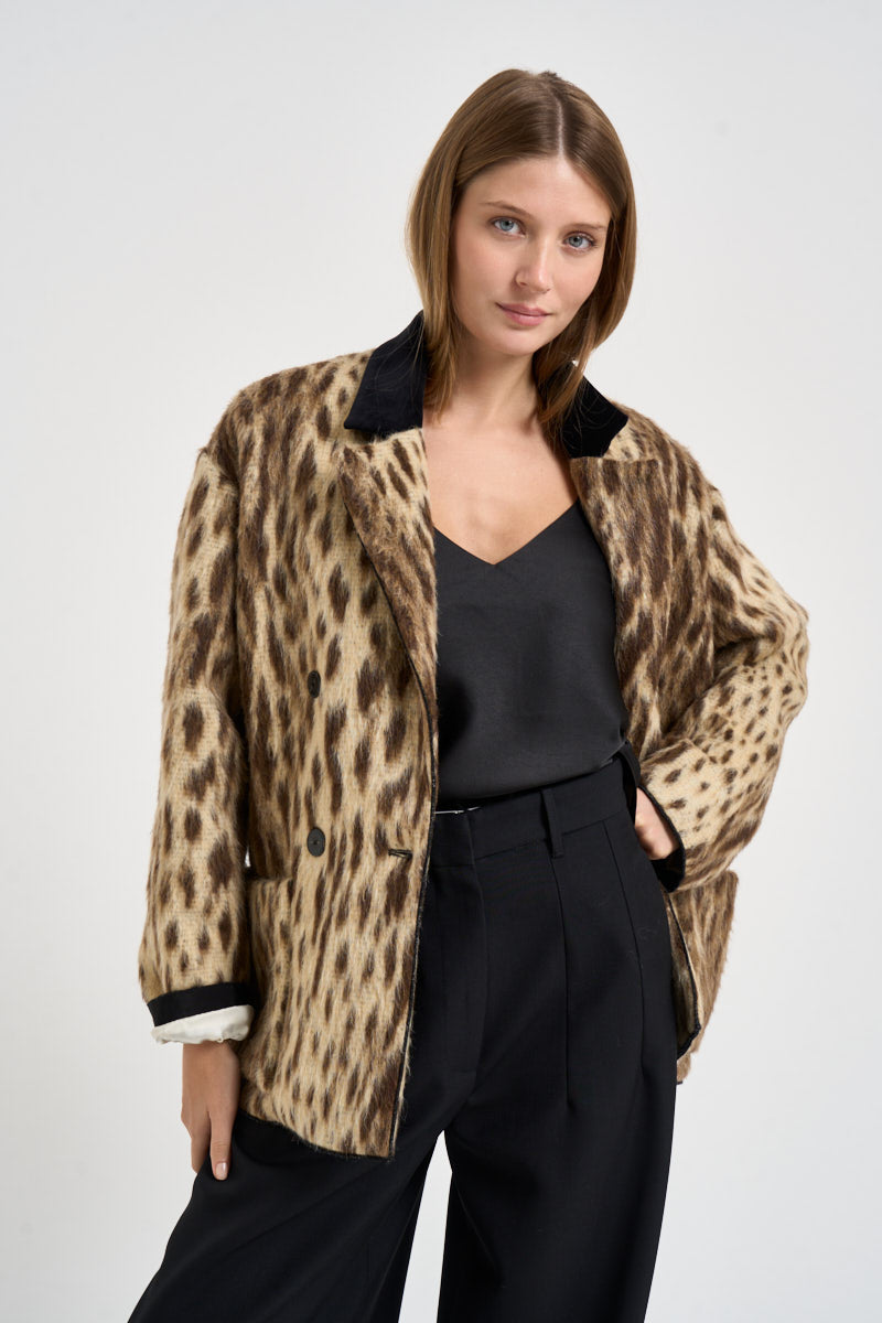 Giacca donna doppiopetto animalier 15303 GOLD FORTE FORTE 