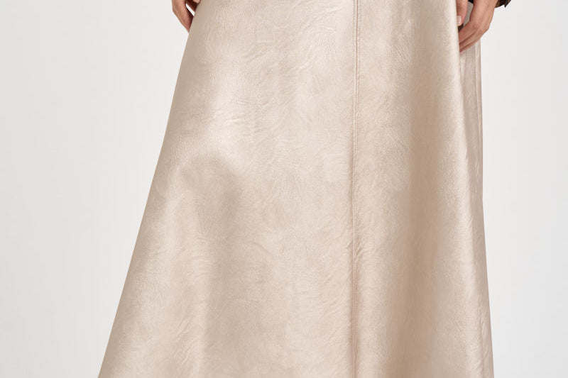 Gonna donna midi in ecopelle bianco latte 15312 PLATINO FORTE FORTE 