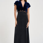 Abito donna lungo in cupro e velluto blu notte 15355 NIGHT FORTE FORTE 