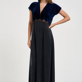 Abito donna lungo in cupro e velluto blu notte 15355 NIGHT FORTE FORTE 