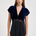 Abito donna lungo in cupro e velluto blu notte 15355 NIGHT FORTE FORTE 