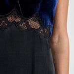 Abito donna lungo in cupro e velluto blu notte 15355 NIGHT FORTE FORTE 