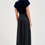Abito donna lungo in cupro e velluto blu notte 15355 NIGHT FORTE FORTE 