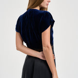 Abito donna lungo in cupro e velluto blu notte 15355 NIGHT FORTE FORTE 