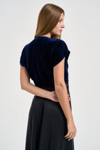 Abito donna lungo in cupro e velluto blu notte 15355 NIGHT FORTE FORTE 