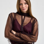Camicia donna in tulle lavallisre fondente 15389 FONDANT FORTE FORTE 