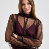 Camicia donna in tulle lavallisre fondente 15389 FONDANT FORTE FORTE 