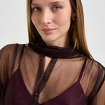Camicia donna in tulle lavallisre fondente 15389 FONDANT FORTE FORTE 