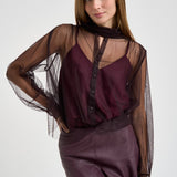 Camicia donna in tulle lavallisre fondente 15389 FONDANT FORTE FORTE 