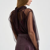 Camicia donna in tulle lavallisre fondente 15389 FONDANT FORTE FORTE 
