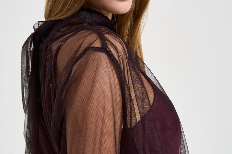 Camicia donna in tulle lavallisre fondente 15389 FONDANT FORTE FORTE 