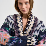 Cardigan donna The Hihlands garden con frange multicolor 15456 NIGHT FORTE FORTE 