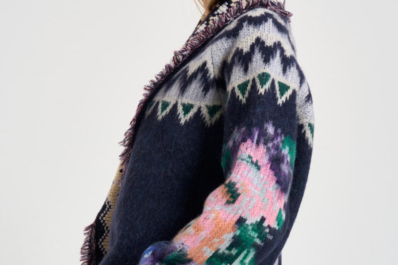 Cardigan donna The Hihlands garden con frange multicolor 15456 NIGHT FORTE FORTE 
