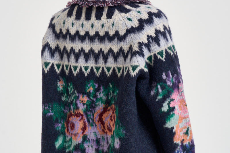 Cardigan donna The Hihlands garden con frange multicolor 15456 NIGHT FORTE FORTE 
