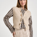 Gilet donna her majesty embroidery soft in maglia beige chiaro 15459 CREAM FORTE FORTE 