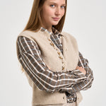 Gilet donna her majesty embroidery soft in maglia beige chiaro 15459 CREAM FORTE FORTE 