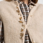 Gilet donna her majesty embroidery soft in maglia beige chiaro 15459 CREAM FORTE FORTE 
